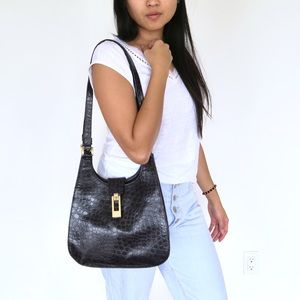 Rare Vintage Black Leather Handbag